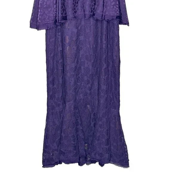 Flor et al purple Ashely strapless heart lace peplum midi dress size 4